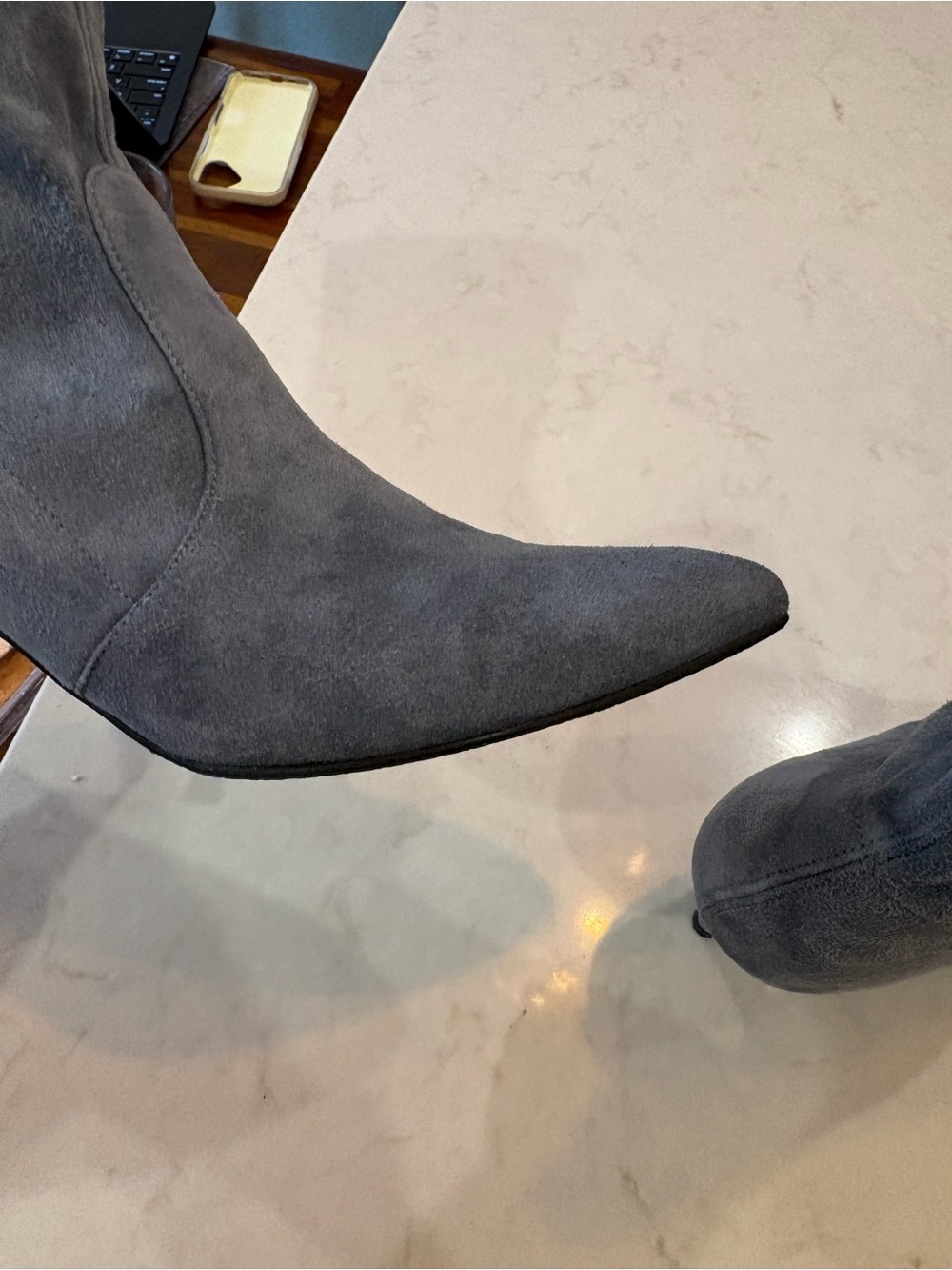 Stuart Weitzman storm blue Suede 4 inch heel Pointed-Toe Ankle sock Bootie 7 - Picture 8 of 16